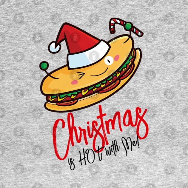 Cute christmas hotdog by Jocularity Art